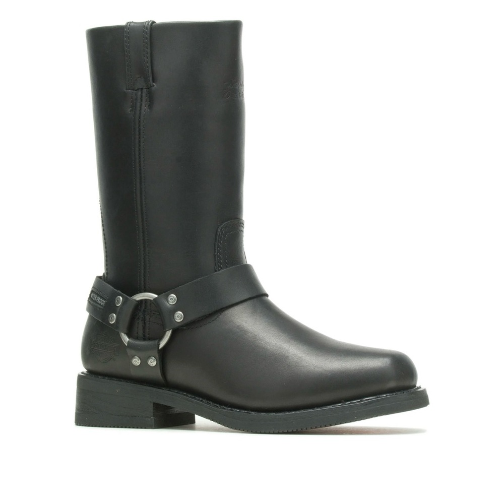 Harley-Davidson® Women's Hustin Waterproof Black Leather Motorcycle Boots